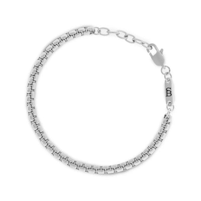 Silver - 4mm Boxed Chain Bracelet - B-BOX01