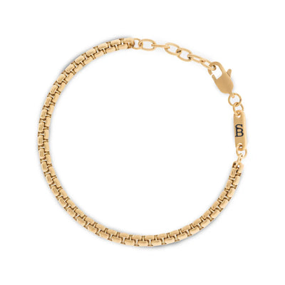 18K Gold (PVD) - 4mm Boxed Chain Bracelet - B-BOX03