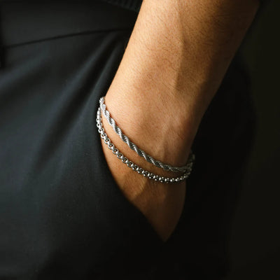 Silver - 4mm Helix Chain Bracelet - B-HEL01