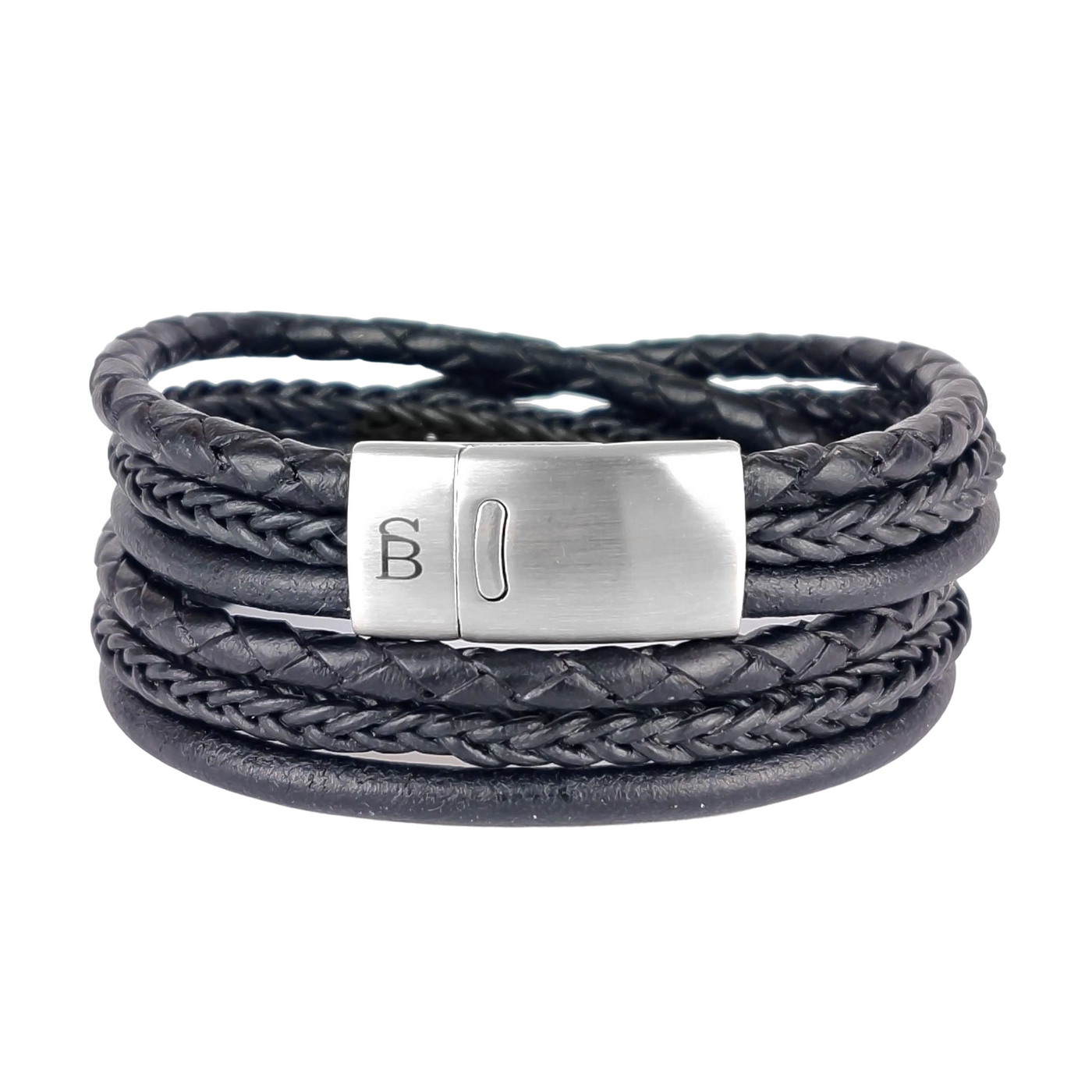 Bonacci - Black -6 rope braided leather bracelet- LBB/001