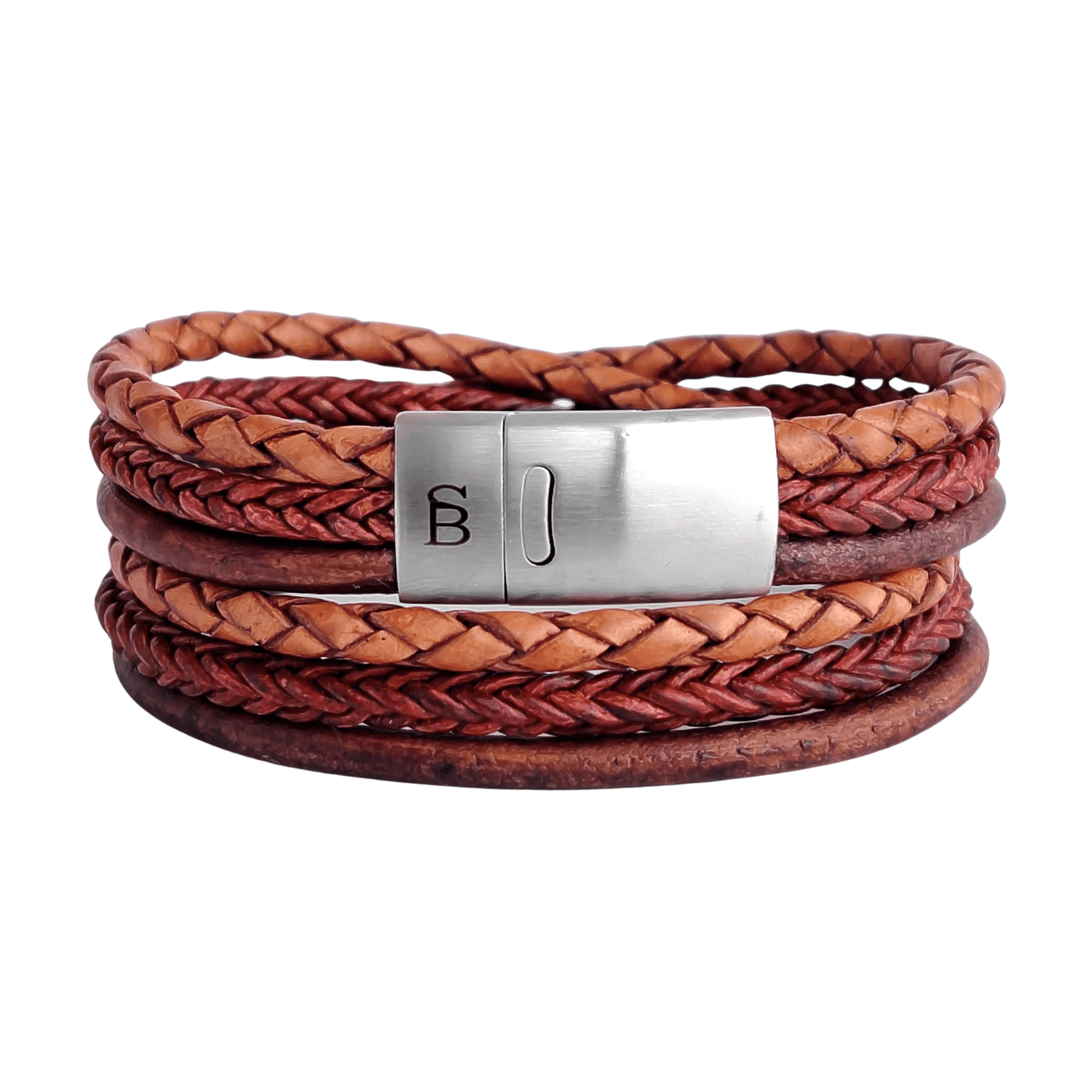 Bonacci - Caramel -6 rope braided leather bracelet- LBB/007