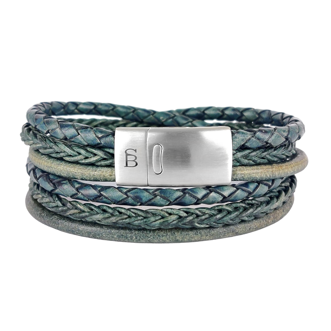 Bonacci - Dark Green -6 rope braided leather bracelet- LBB/006