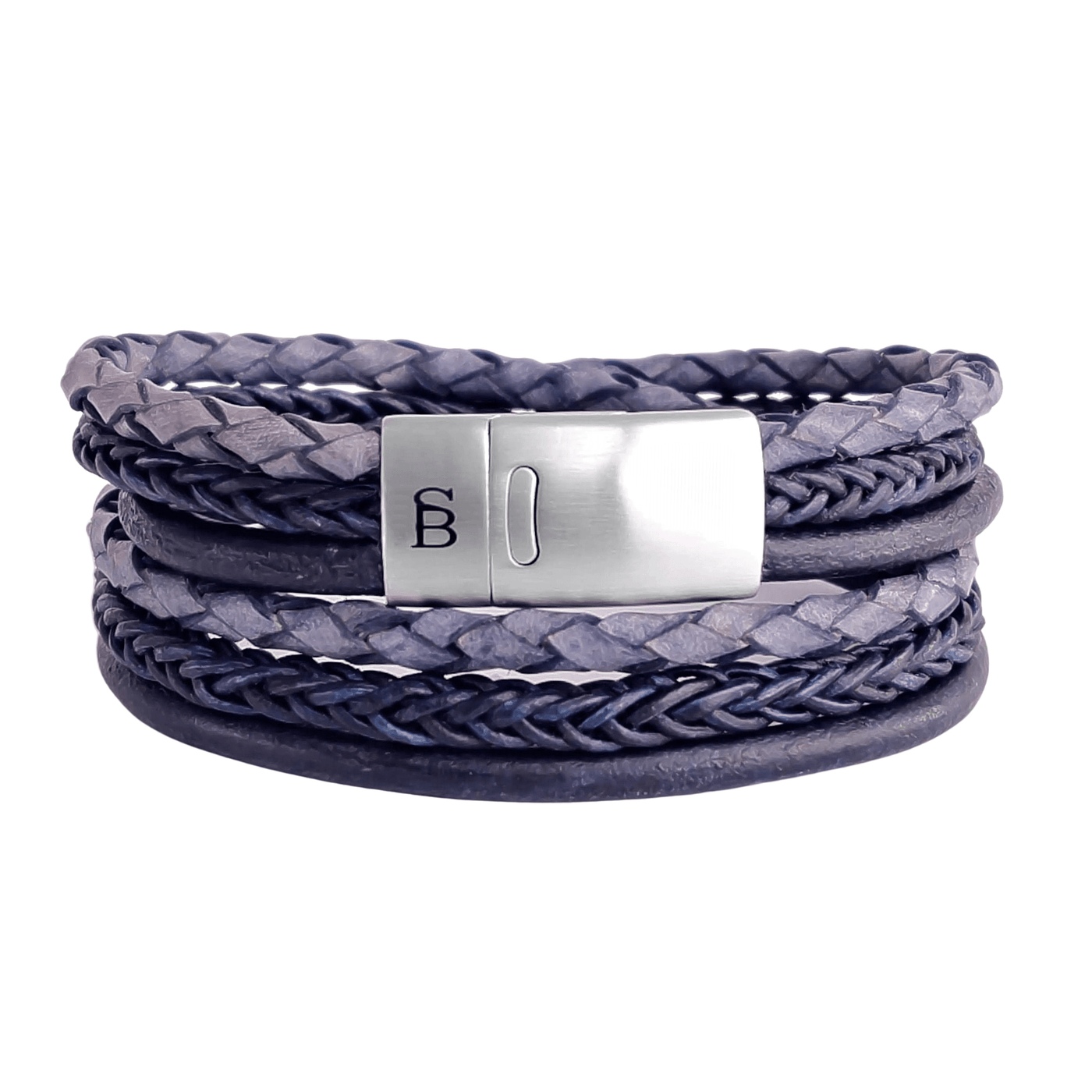 Bonacci - Denim Blue -6 rope braided leather bracelet- LBB/009