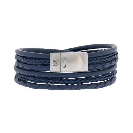 Bonacci -Jeans Blue-6 rope braided leather bracelet- LBB/010