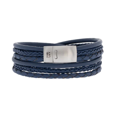 Bonacci -Jeans Blue-6 rope braided leather bracelet- LBB/010