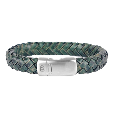 Cornall - Dark Green -10mm sturdy braided leather bracelet- LBC/002