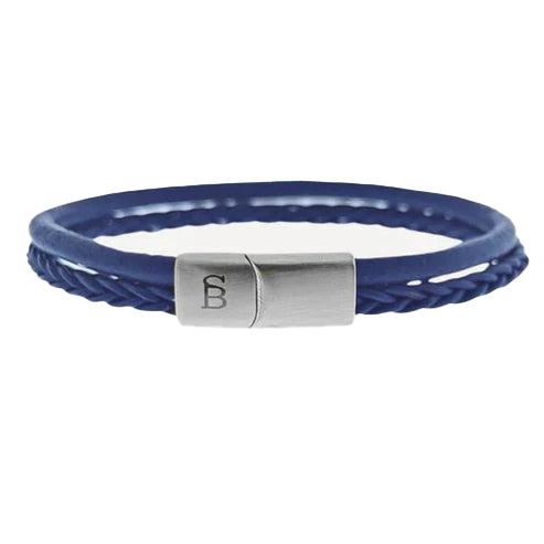 Denby-Jeans Blue- double stack braided leather bracelet- LBD/013