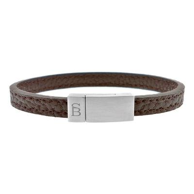 Grady - Brown - Elegant pebble finish leather strap bracelet- LBG/002