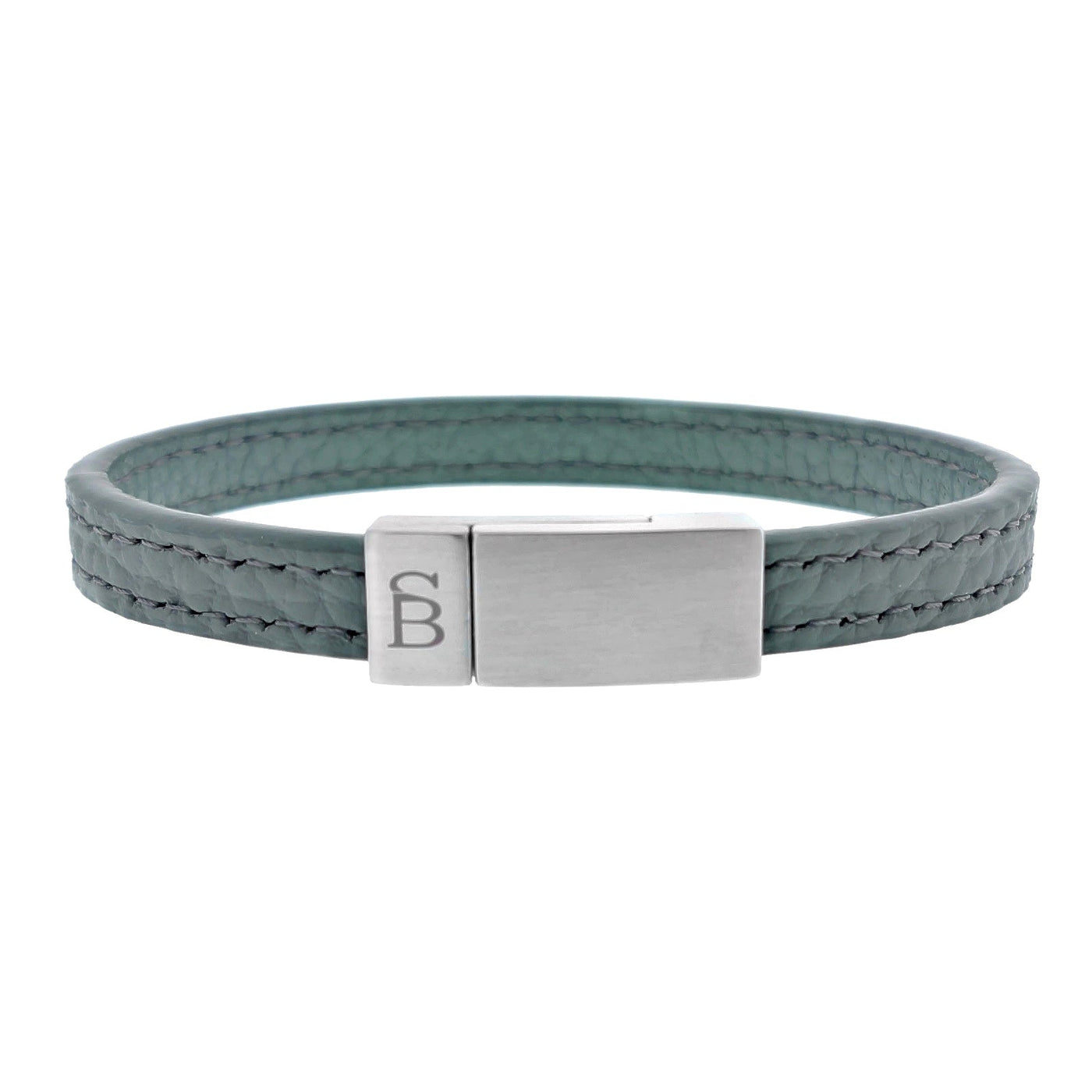 Grady - Iron -Elegant pebble finish leather strap bracelet- LBG/003