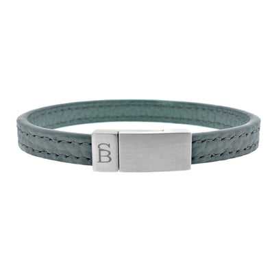 Grady - Iron -Elegant pebble finish leather strap bracelet- LBG/003