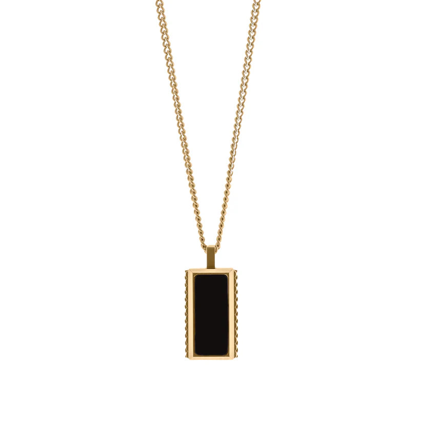 Hatton - 18K Gold (PVD)/ Black Onyx - Adjustable Gemstone Necklace (60-70cm) - HAT03