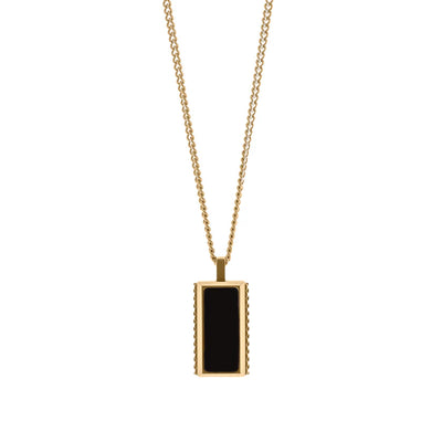 Hatton - 18K Gold (PVD)/ Black Onyx - Adjustable Gemstone Necklace (60-70cm) - HAT03