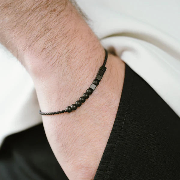 Hero Morse Code - Black - stainless steel brushed black bracelet - G-MOR02