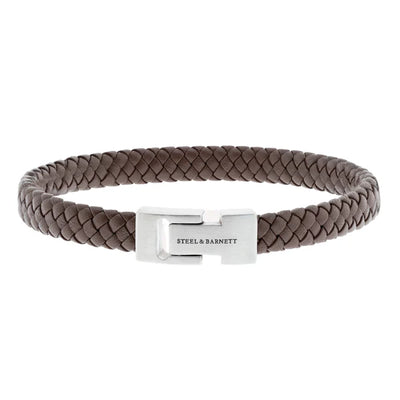 Archie - Brown -8mm leather box braided bracelet- LBA/002