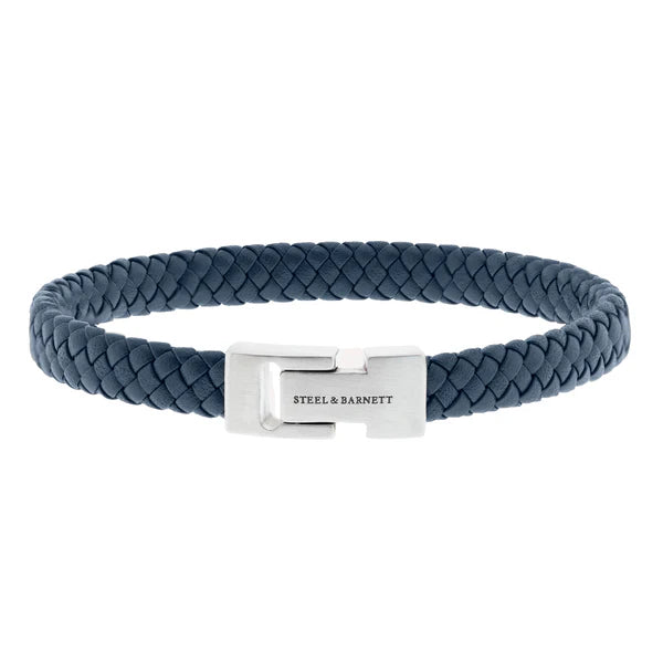 Archie - Jeans Blue - 8mm leather box braided bracelet- LBA/004