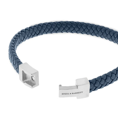 Archie - Jeans Blue - 8mm leather box braided bracelet- LBA/004