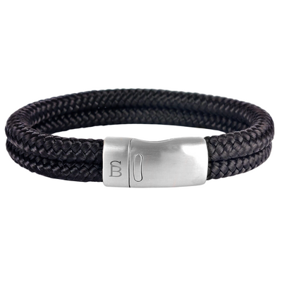 Lake – Black– double braided cord ropes - 12mm sporty bracelet - RBL/006