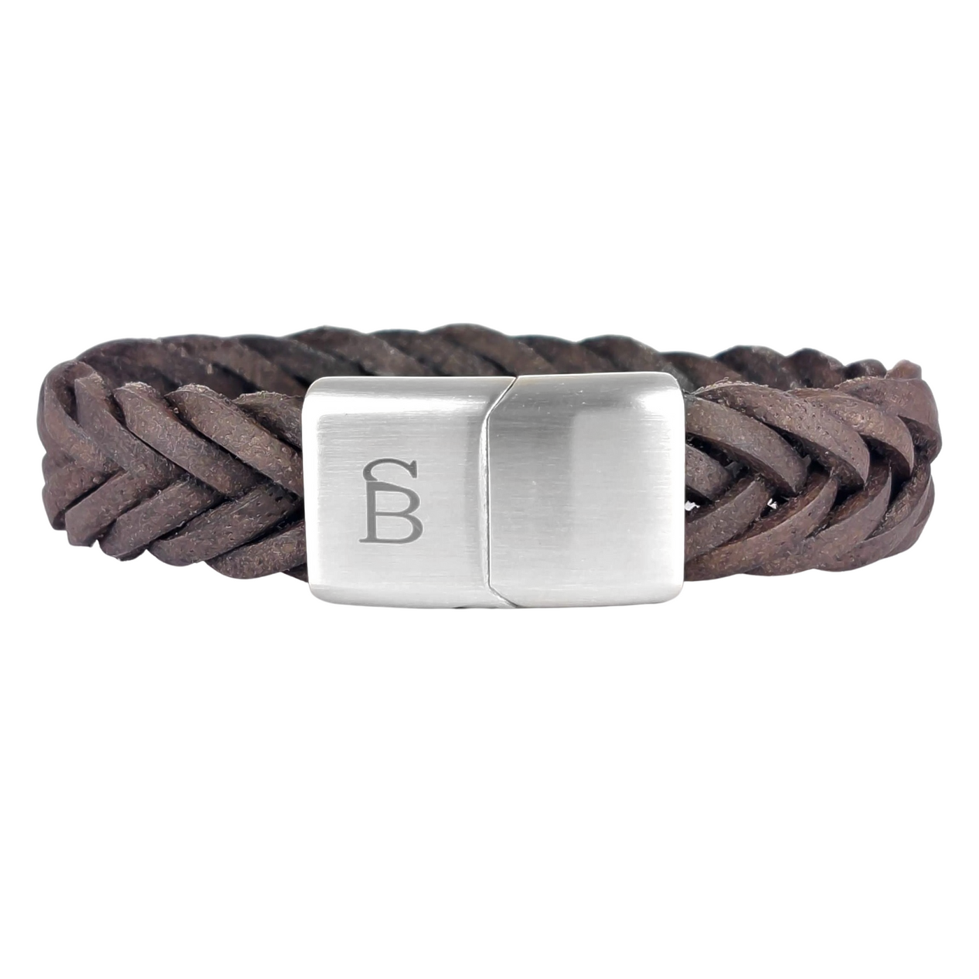 Preston - Brown -15mm sawtooth braided leather cuff bracelet- LBP/005