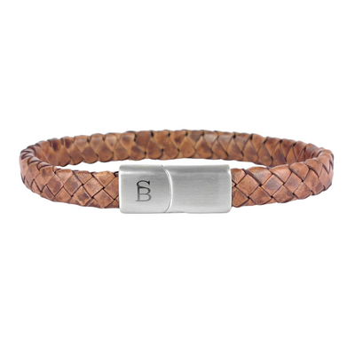 Riley - Caramel -8mm leather box braided bracelet- LBR/002