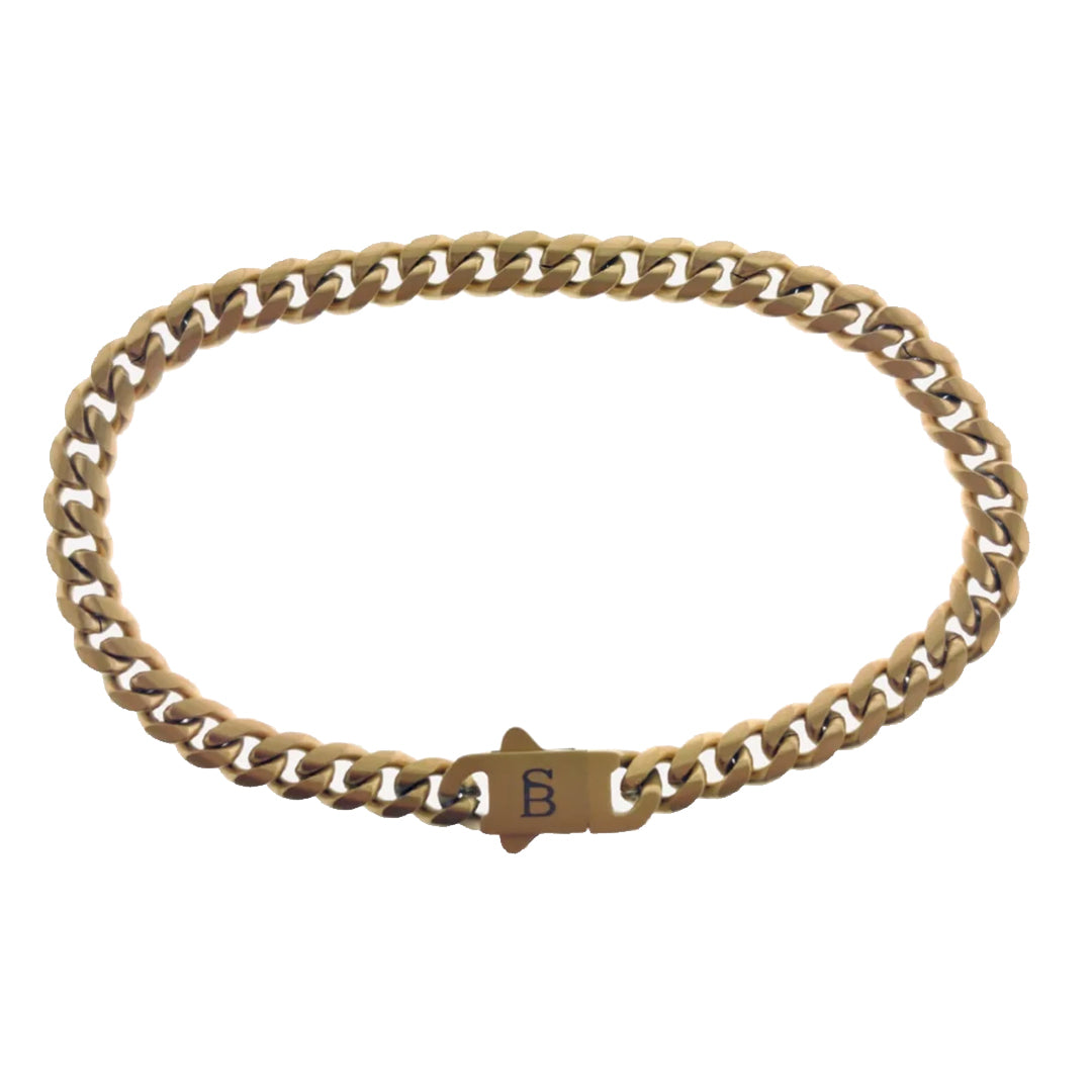 Svelte Stephen - Matte Gold - 5mm cuban link stainless steel bracelet- SSTBSS/001