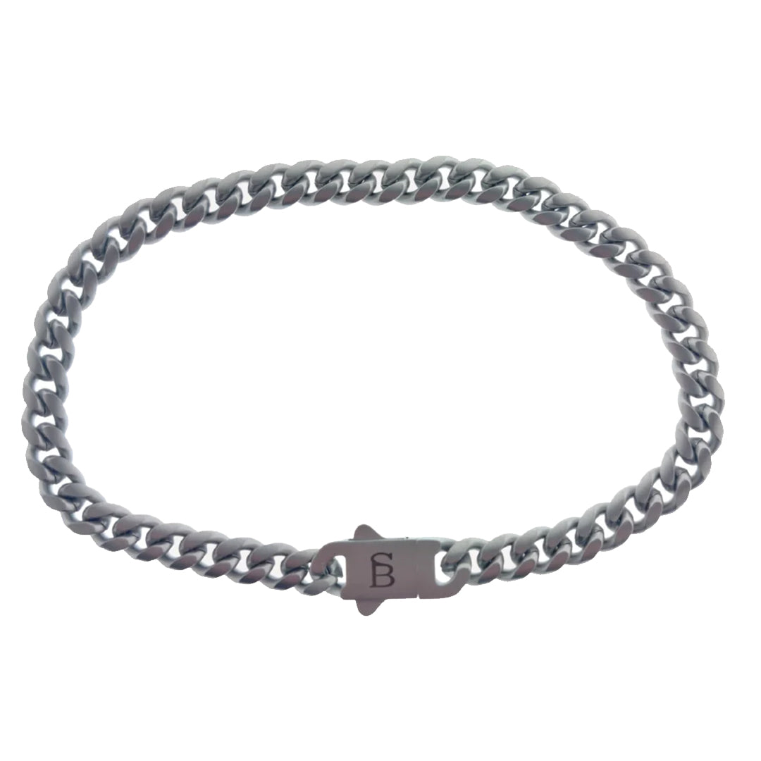 Svelte Stephen - Matte Silver- 5mm cuban link stainless steel bracelet- SSTBSS/002