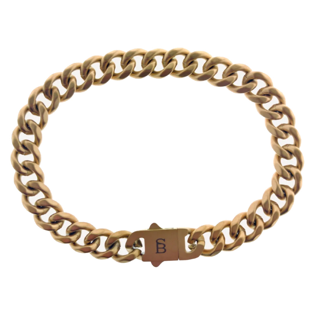 Valence - Matte Gold -8mm cuban link stainless steel bracelet -  SSTBVV/001