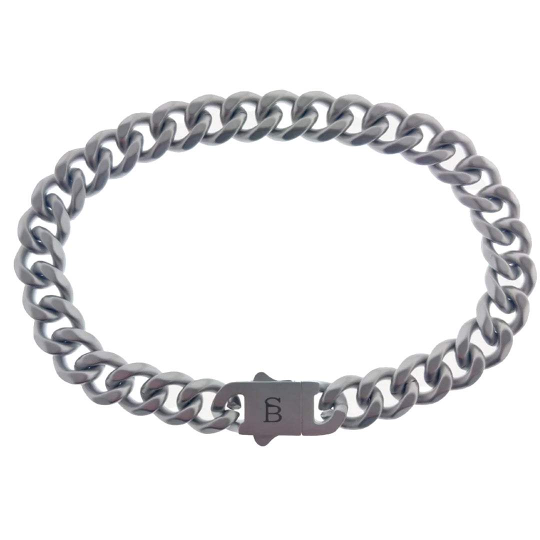 Valence - Matte Silver -8mm cuban link stainless steel bracelet - SSTBVV/002