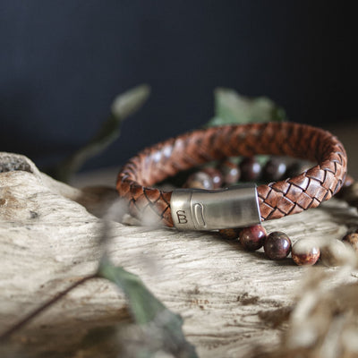 Cornall - Caramel -10mm sturdy braided leather bracelet- LBC/003